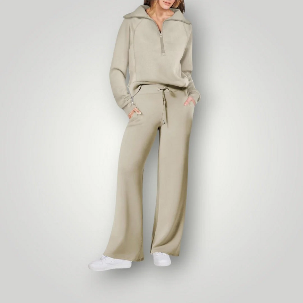 Tweedelige set met ritssluiting en wijde broek voor dames