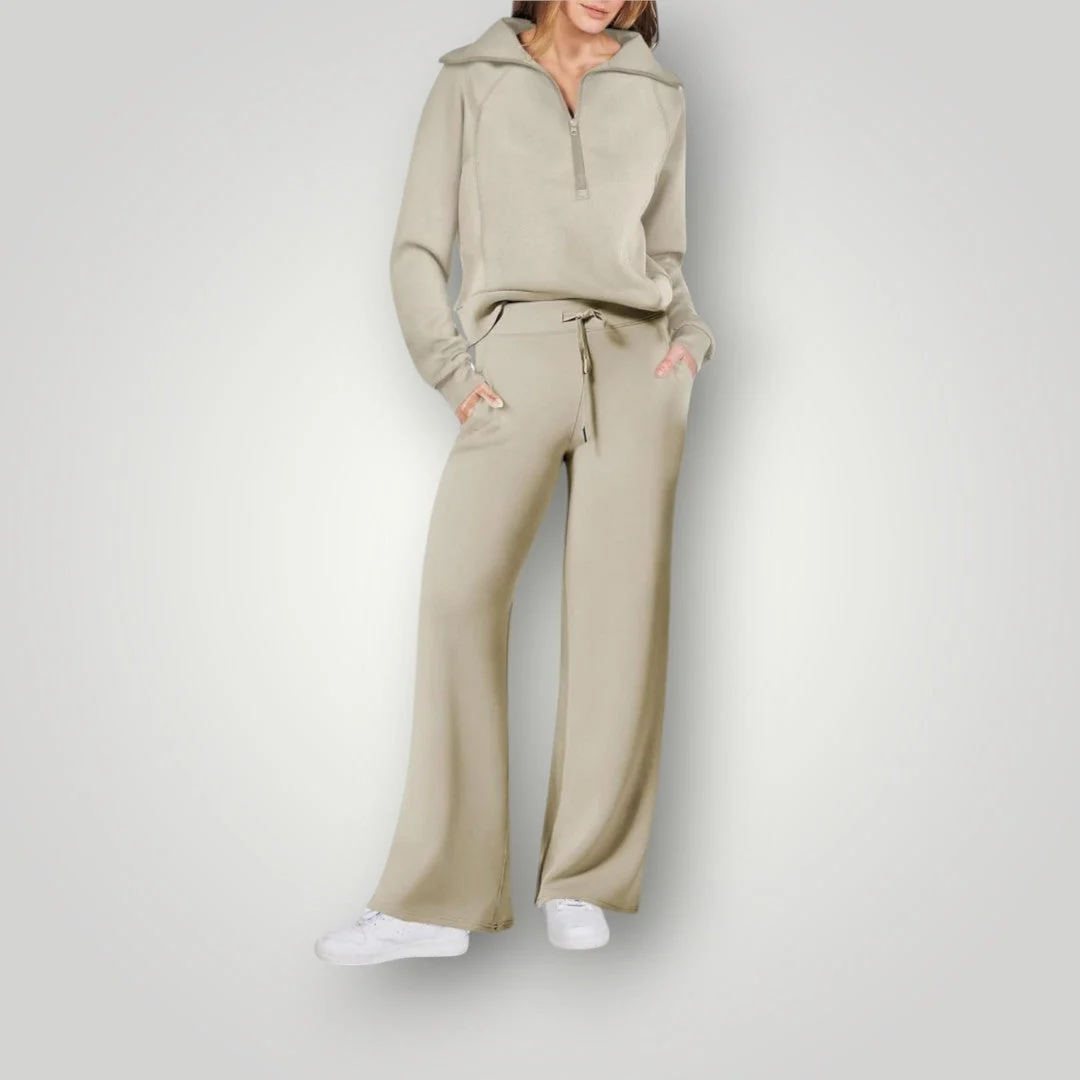 Tweedelige set met ritssluiting en wijde broek voor dames