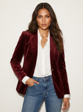 Velvet blazer met getailleerde pasvorm in rood