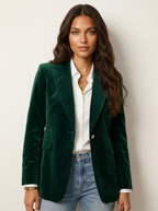 Velvet blazer met getailleerde pasvorm in groen