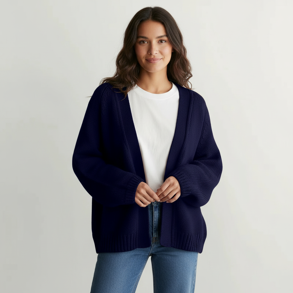 Vest met ballonmouwen en open voorzijde voor dames in navy