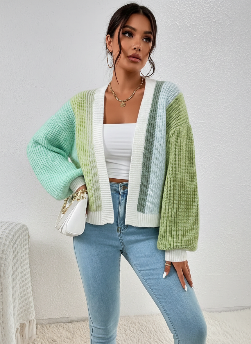 Vest met colourblock design en open voorzijde voor dames in groen