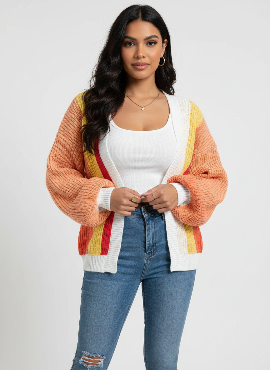 Vest met colourblock design en open voorzijde voor dames in oranje