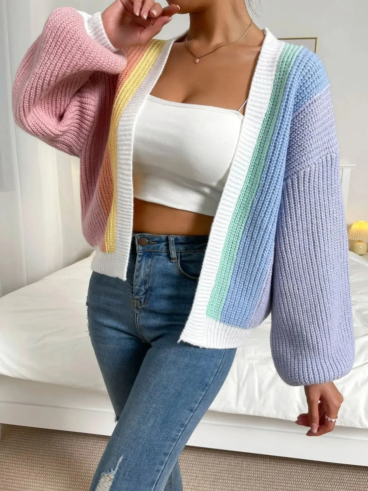 Vest met colourblock design en open voorzijde voor dames