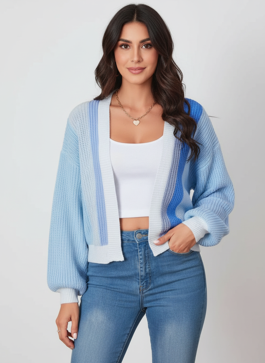 Vest met colourblock design en open voorzijde voor dames in blauw