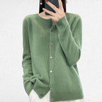 Vest met fijne knoopsluiting en tijdloze snit voor dames in groen