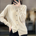 Vest met fijne knoopsluiting en tijdloze snit voor dames in beige