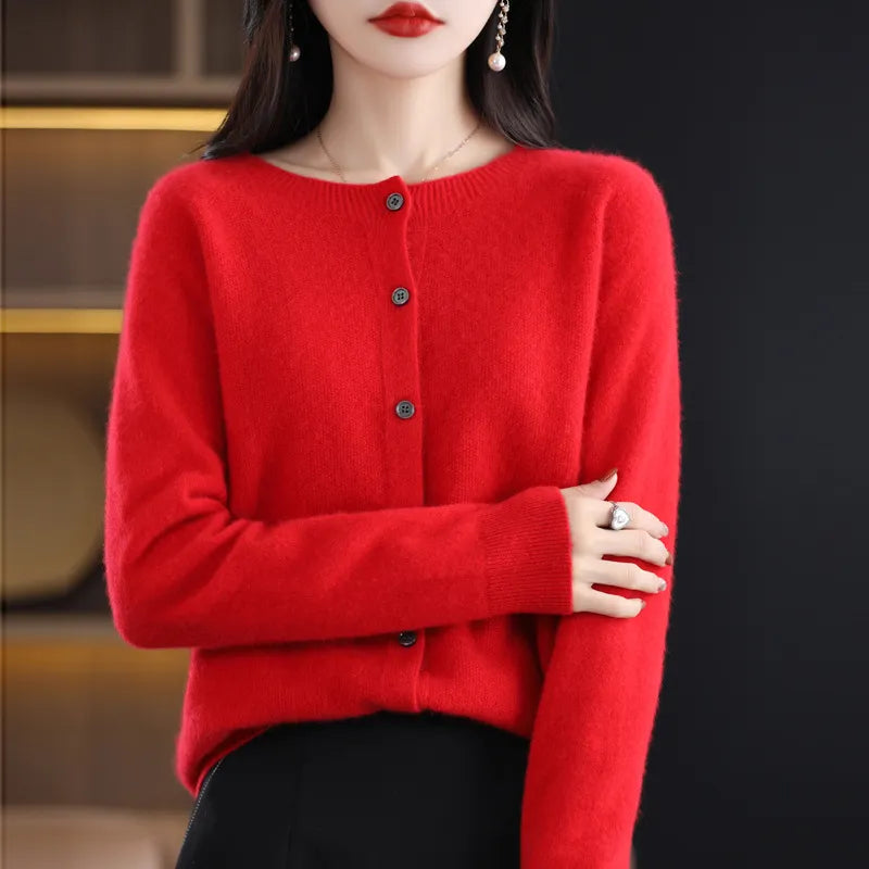 Vest met fijne knoopsluiting en tijdloze snit voor dames in rood
