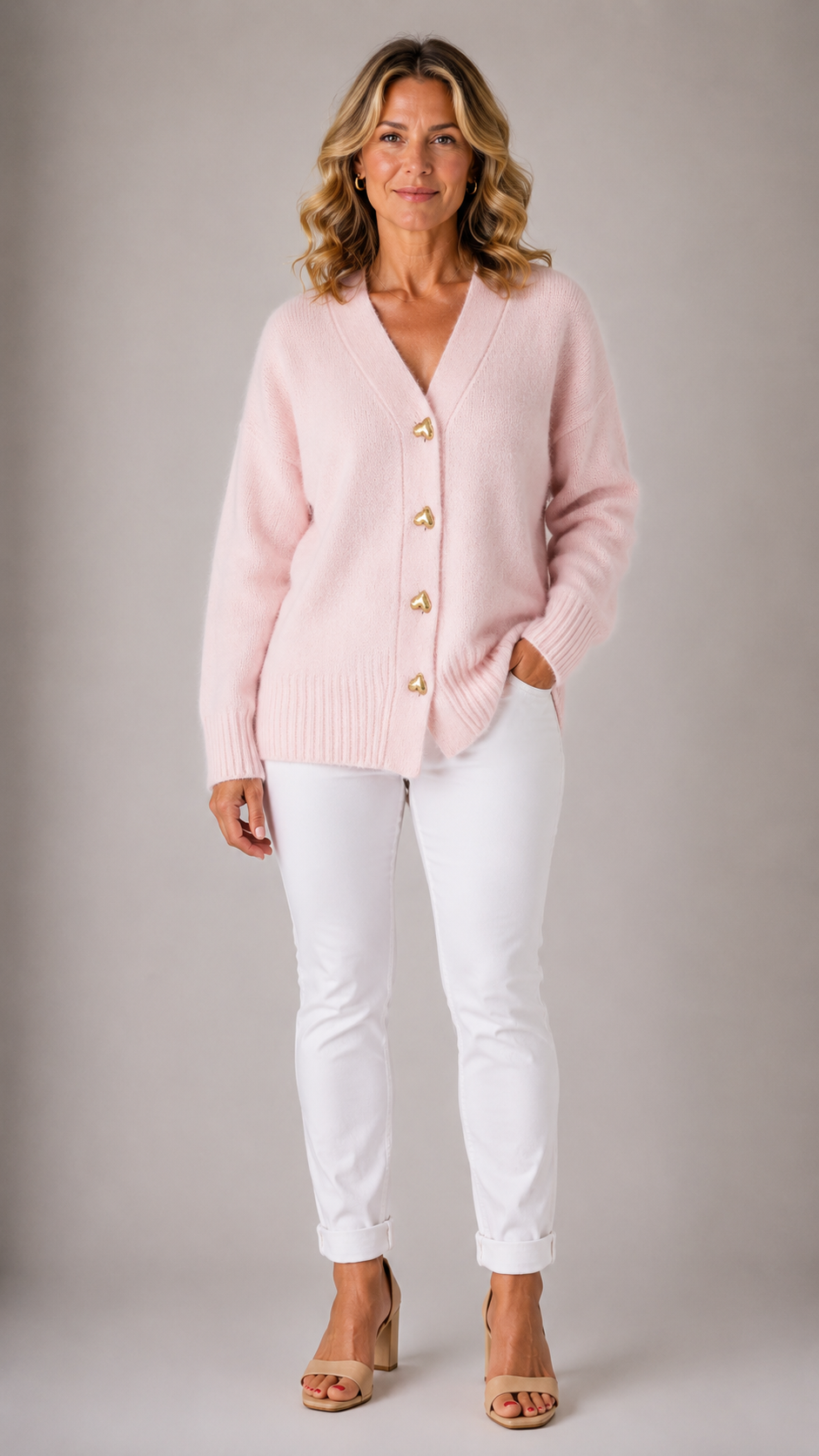 Vest met hartvormige knoopsluiting en relaxte pasvorm voor dames