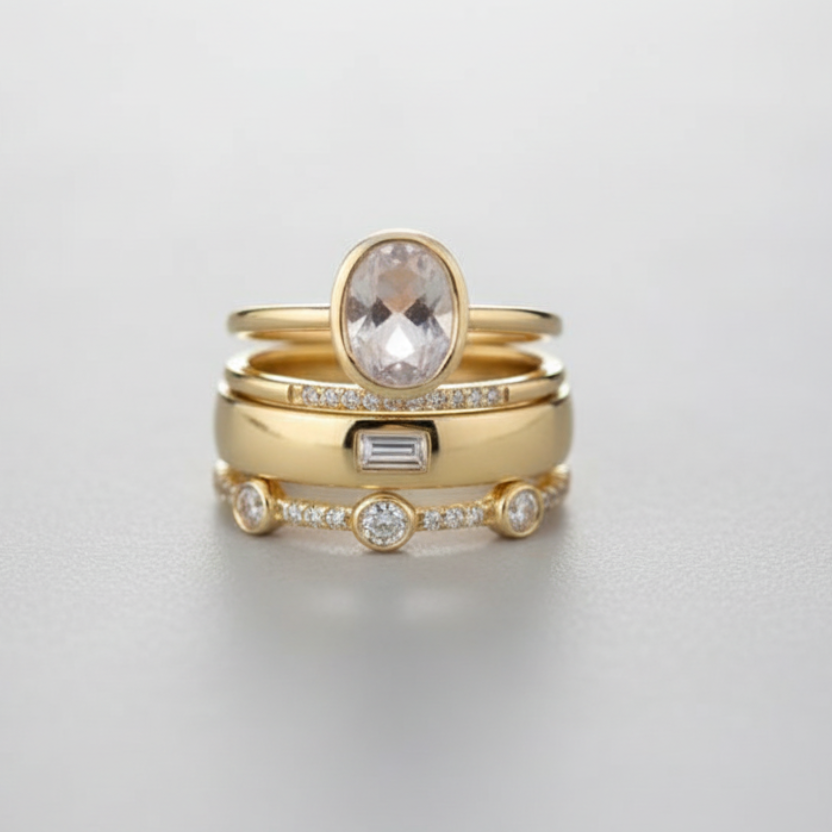 Vintage ringenset met goudkleurige afwerking