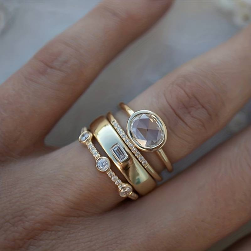 Vintage ringenset met goudkleurige afwerking