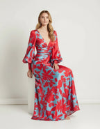 Vloeiende maxi jurk met V-hals en bloemenpatroon voor dames