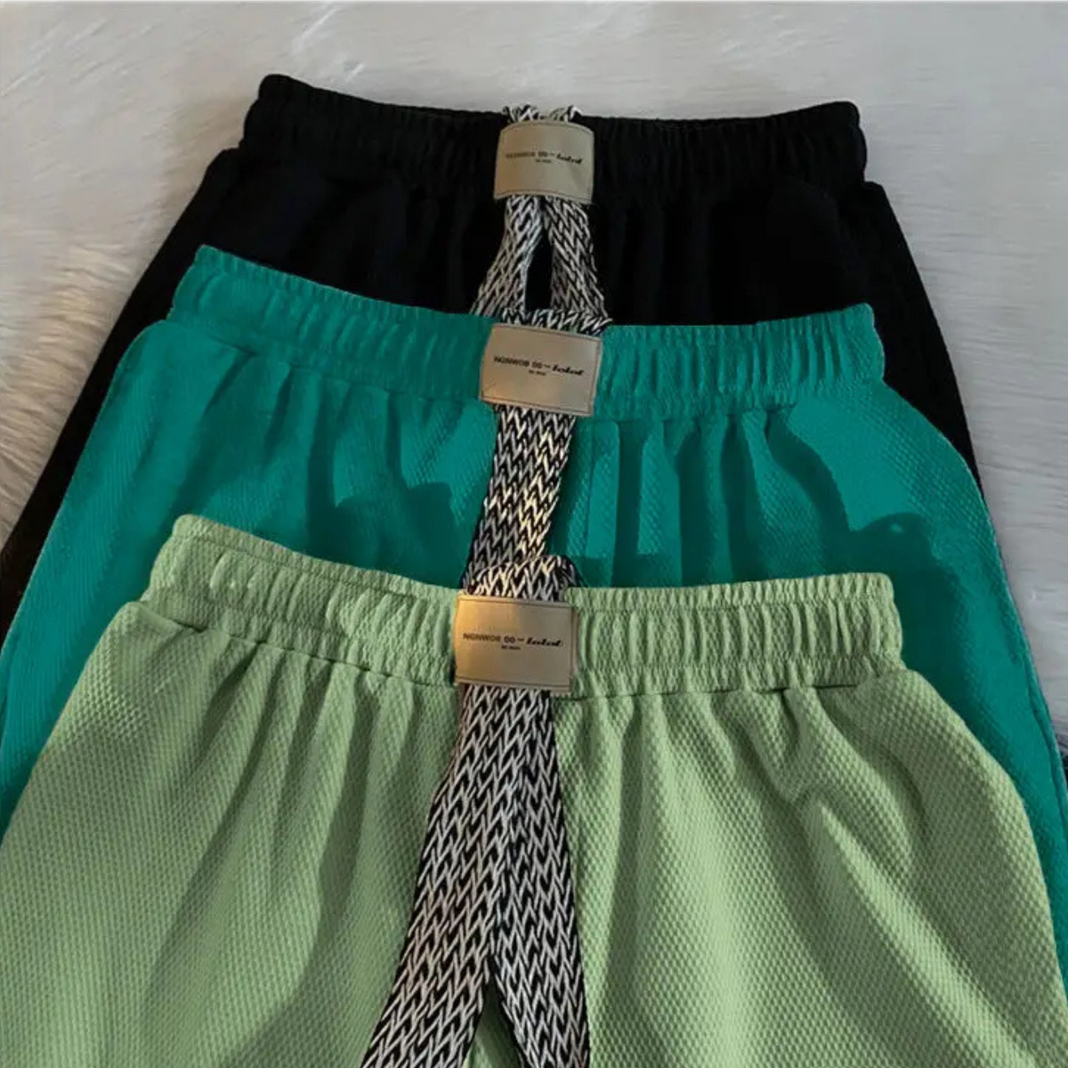 Waffle knit short met elastische tailleband voor dames