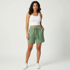 Waffle knit short met elastische tailleband voor dames