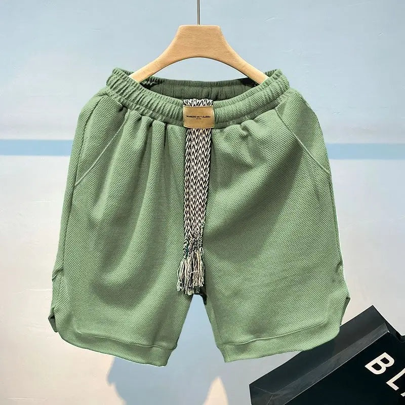 Waffle knit short met elastische tailleband voor dames