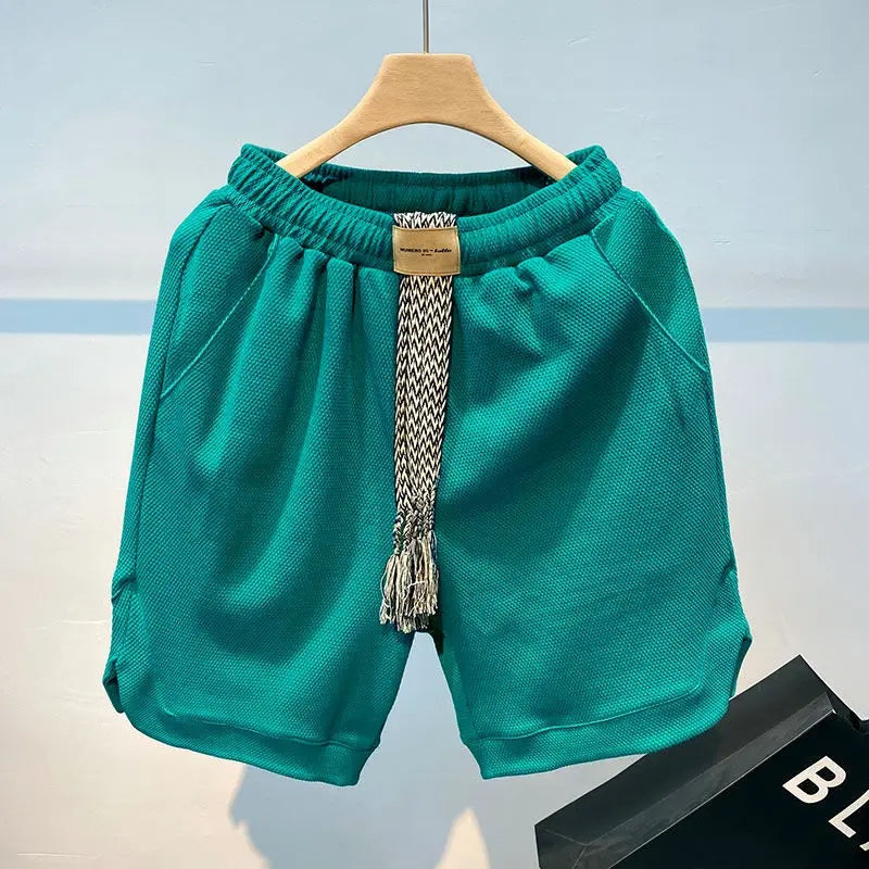 Waffle knit short met elastische tailleband voor dames