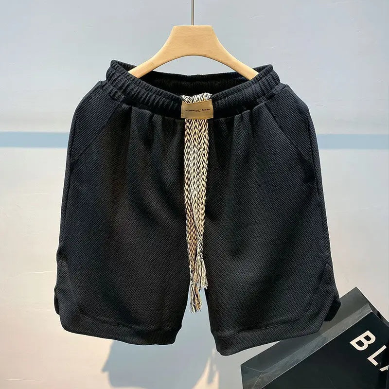 Waffle knit short met elastische tailleband voor dames