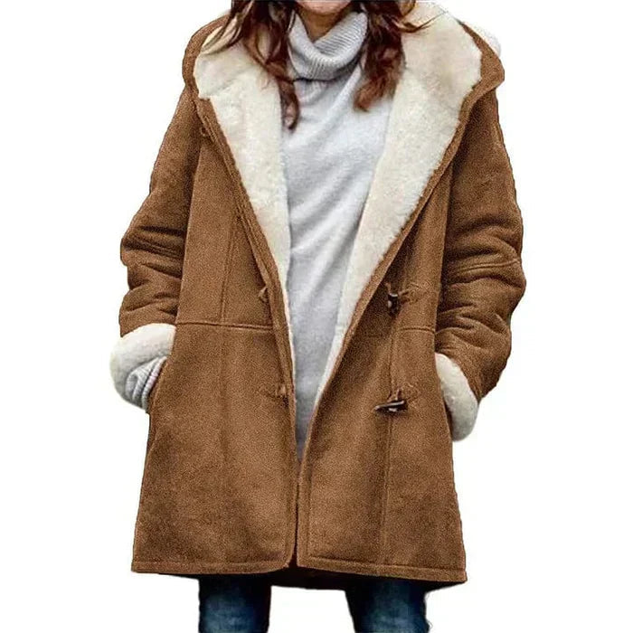 Warme winterjas met capuchon en ruime pasvorm voor dames