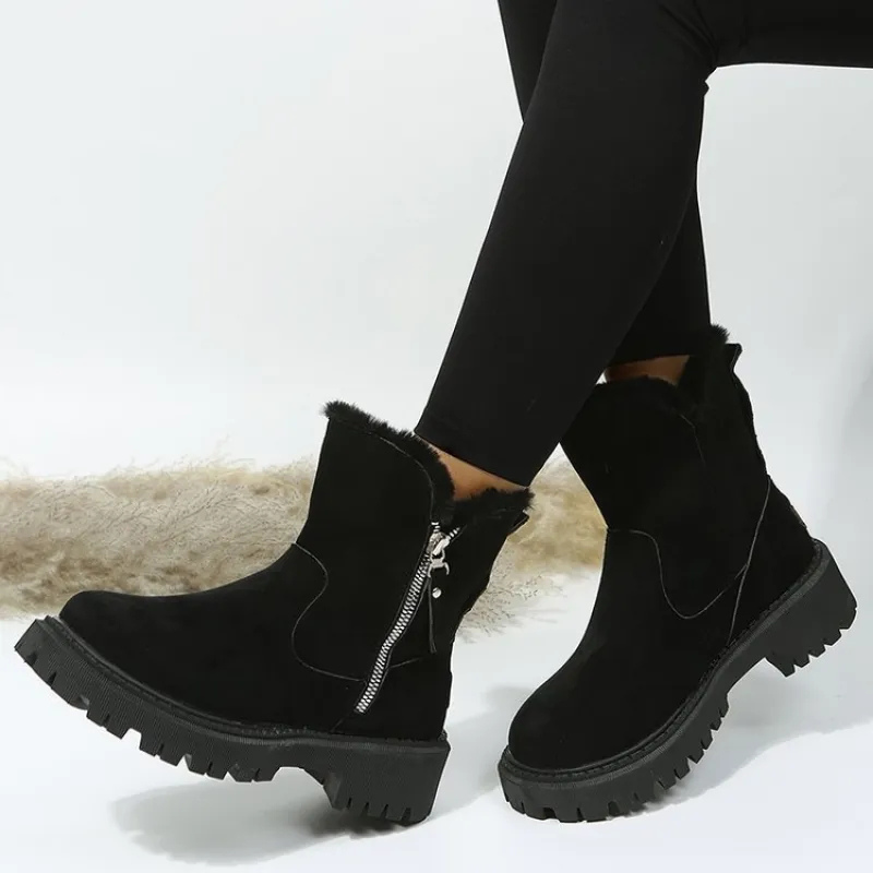 Warme winterlaarzen met comfortabele pasvorm voor dames in zwart