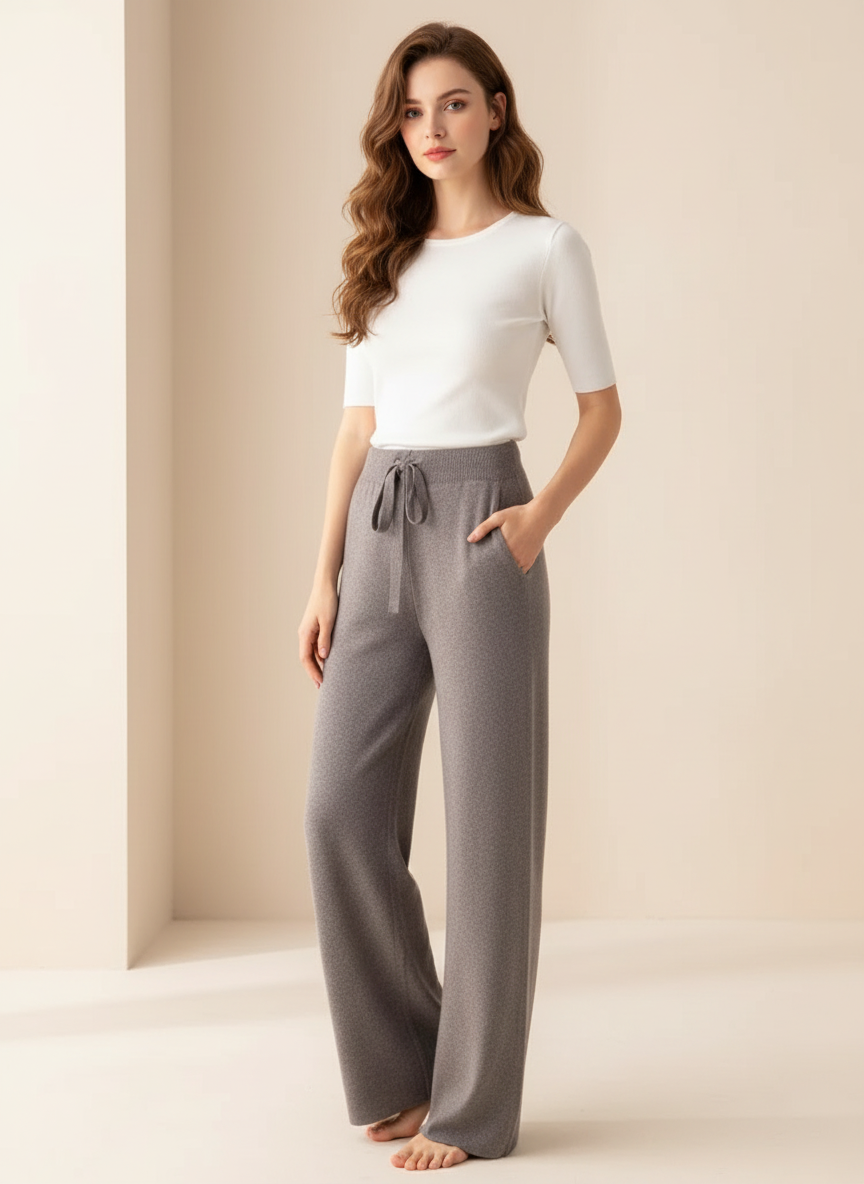 Wide-leg broek met elastische tailleband voor dames