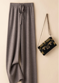 Wide-leg broek met elastische tailleband voor dames in taupe