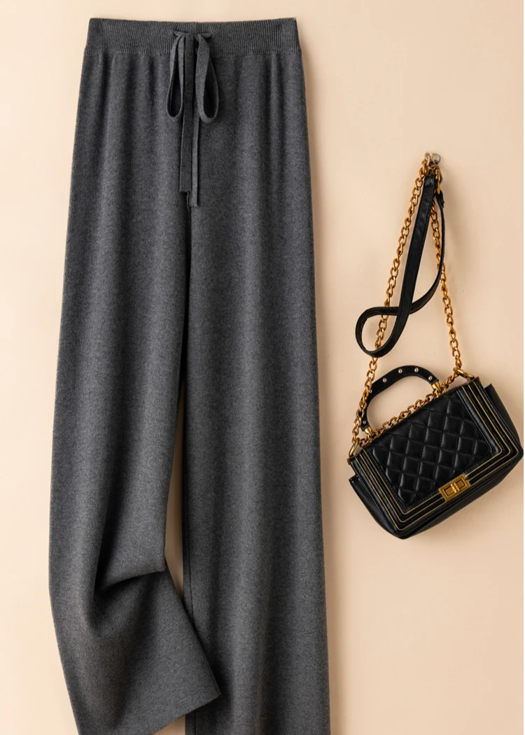 Wide-leg broek met elastische tailleband voor dames in grijs