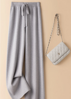 Wide-leg broek met elastische tailleband voor dames in lichtgrijs