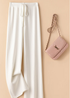 Wide-leg broek met elastische tailleband voor dames in wit