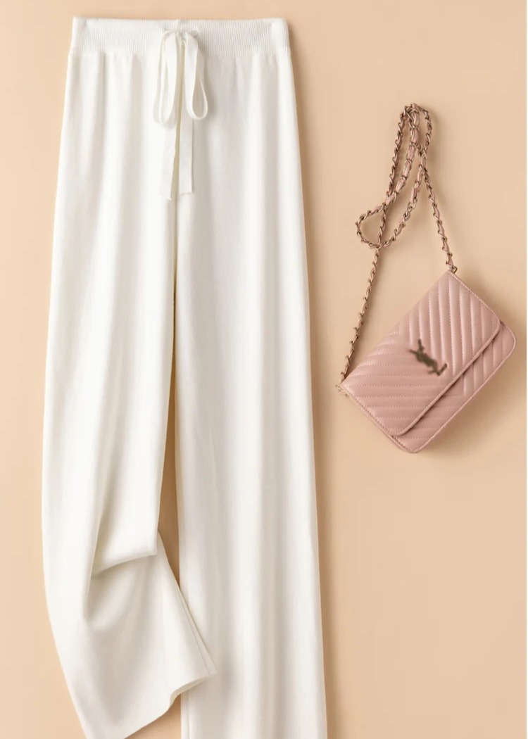 Wide-leg broek met elastische tailleband voor dames in wit