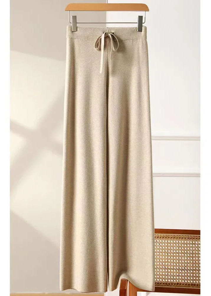 Wide-leg broek met elastische tailleband voor dames in beige