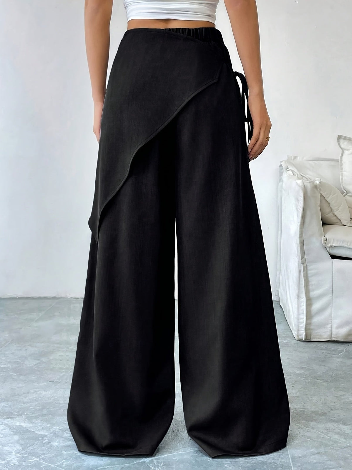 Wide-leg broek met wrap-detail en hoge taille voor dames