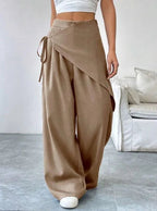 Wide-leg broek met wrap-detail en hoge taille voor dames