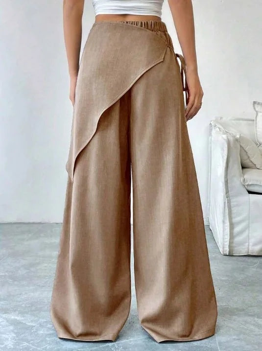 Wide-leg broek met wrap-detail en hoge taille voor dames