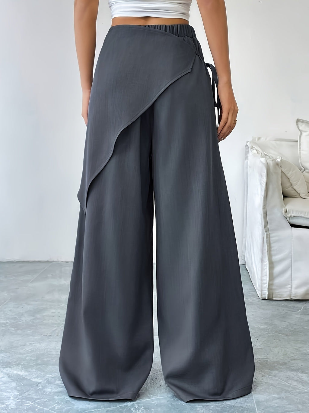 Wide-leg broek met wrap-detail en hoge taille voor dames