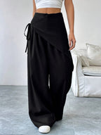 Wide-leg broek met wrap-detail en hoge taille voor dames