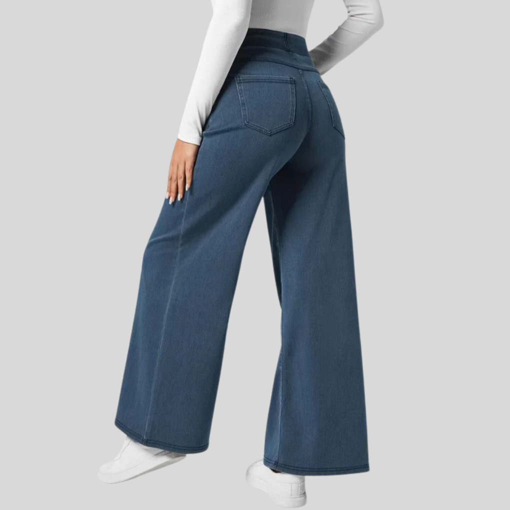 Wide leg jeans met hoge taille en stretch voor dames