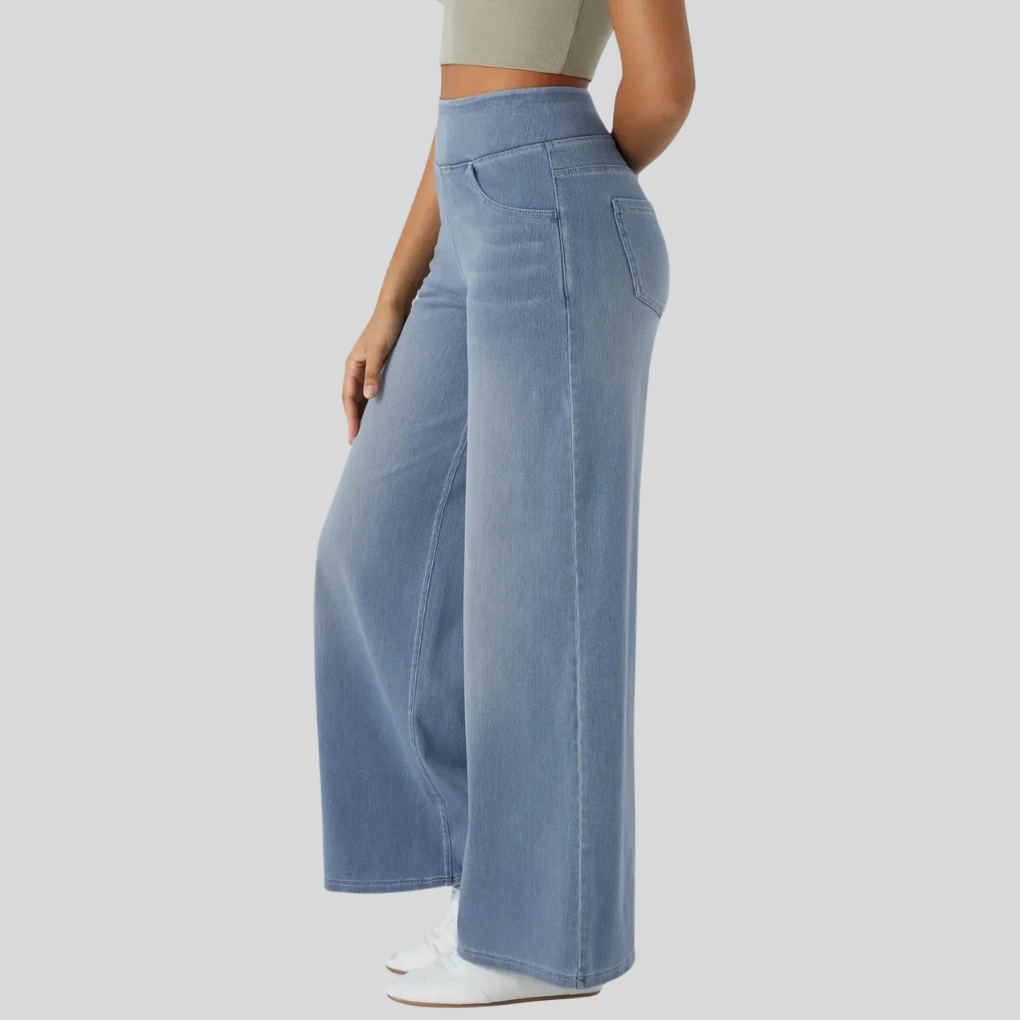 Wide leg jeans met hoge taille en stretch voor dames