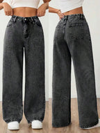 Wide leg jeans met plooien en middelhoge taille voor dames