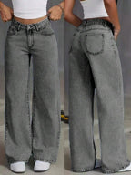 Wide leg jeans met plooien en middelhoge taille voor dames