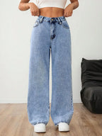 Wide leg jeans met plooien en middelhoge taille voor dames