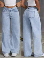 Wide leg jeans met plooien en middelhoge taille voor dames