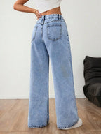 Wide leg jeans met plooien en middelhoge taille voor dames