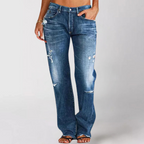Wide-leg jeans met relaxed fit voor dames in donkerblauw