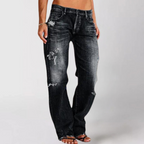 Wide-leg jeans met relaxed fit voor dames in zwart