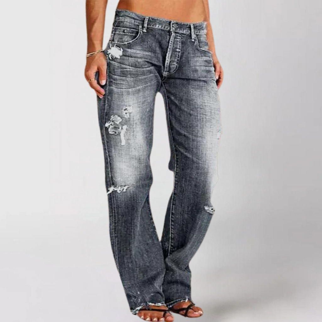 Wide-leg jeans met relaxed fit voor dames in grijs