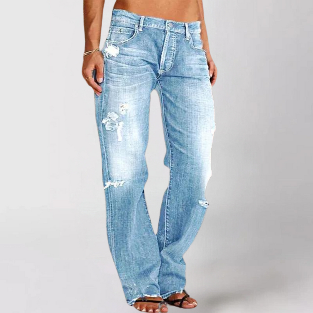 Wide-leg jeans met relaxed fit voor dames in lichtblauw