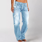 Wide-leg jeans met relaxed fit voor dames in lichtblauw