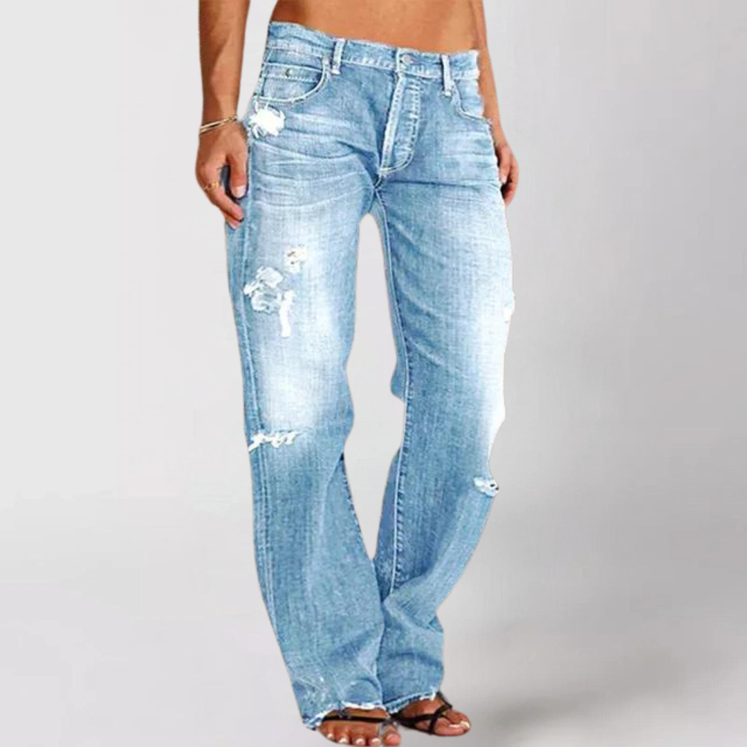 Wide-leg jeans met relaxed fit voor dames in lichtblauw