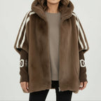 Winterjas met capuchon en imitatiebont voor dames in bruin