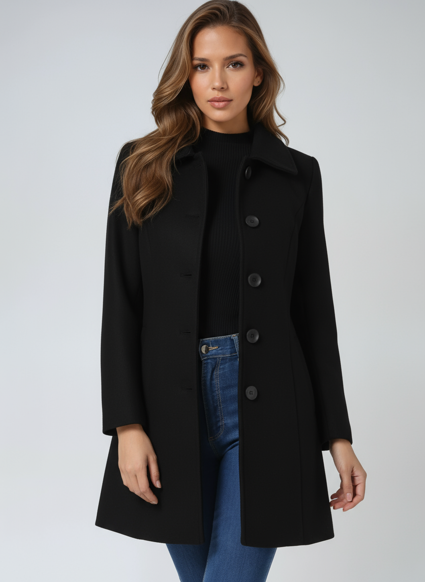 Winterjas met knoopsluiting en steekzakken voor dames